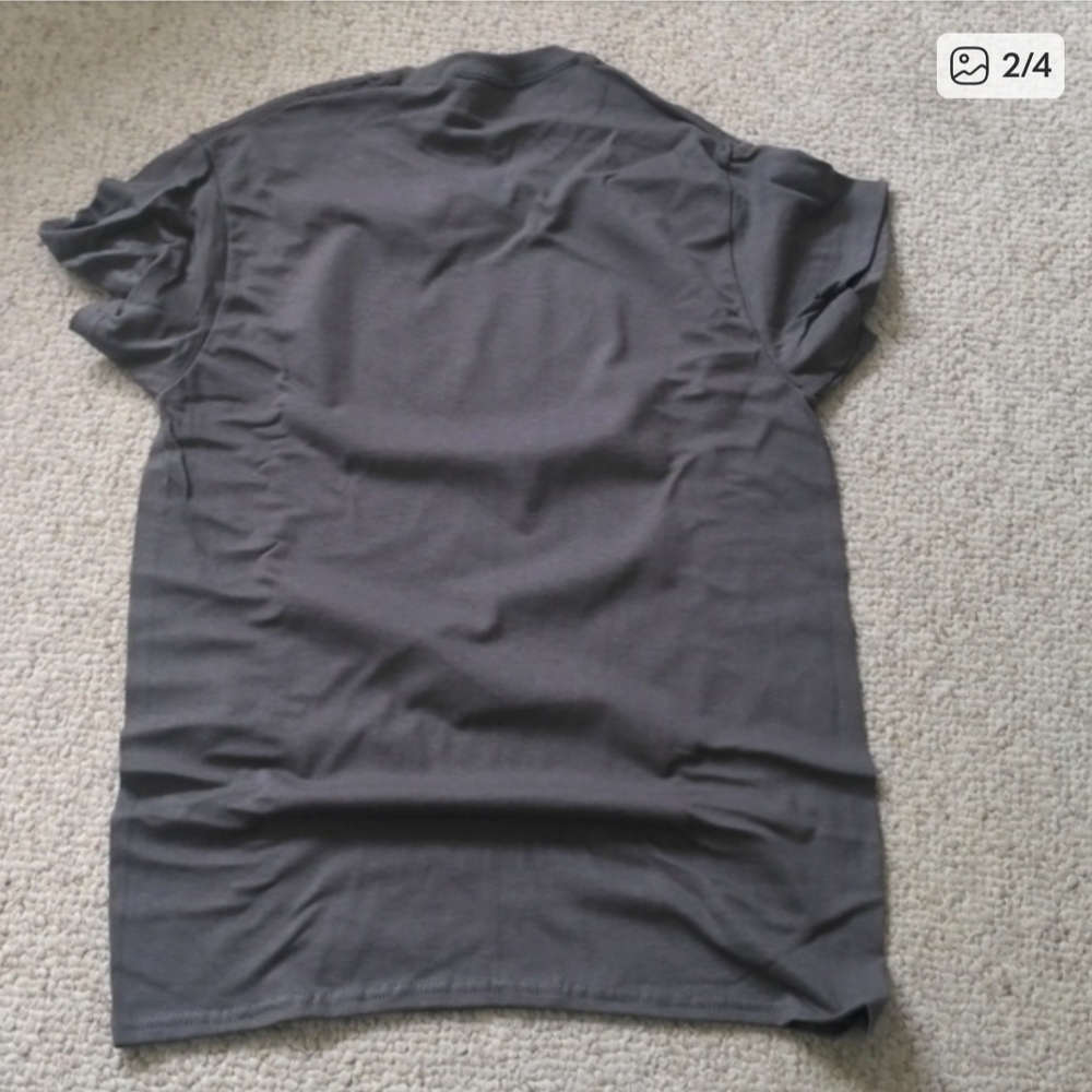 Gildan Dark Gray T-Shirt with Orange Print - Picture 2 of 4